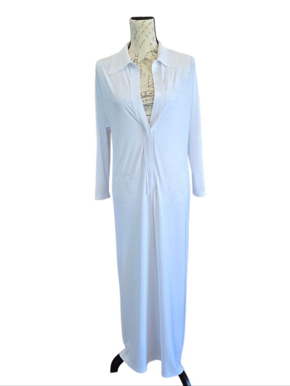 Norma Kamali White Long Sleeve Maxi Dress M